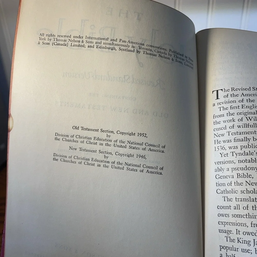 HOLY BIBLE - RSV Revised Standard Version, Vtg 1953 World Red Morocco Leather